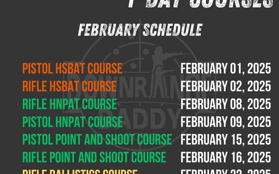 January-March 2025 Pistol, Rifle, Ballistics HSBAT/HNPAT 1-Day Courses Schedule